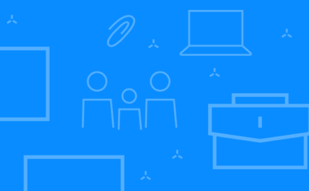 banner com fundo azul e ícones relacionados com o trabalho, sugestivos, também, de análise swot. Potencial criativo